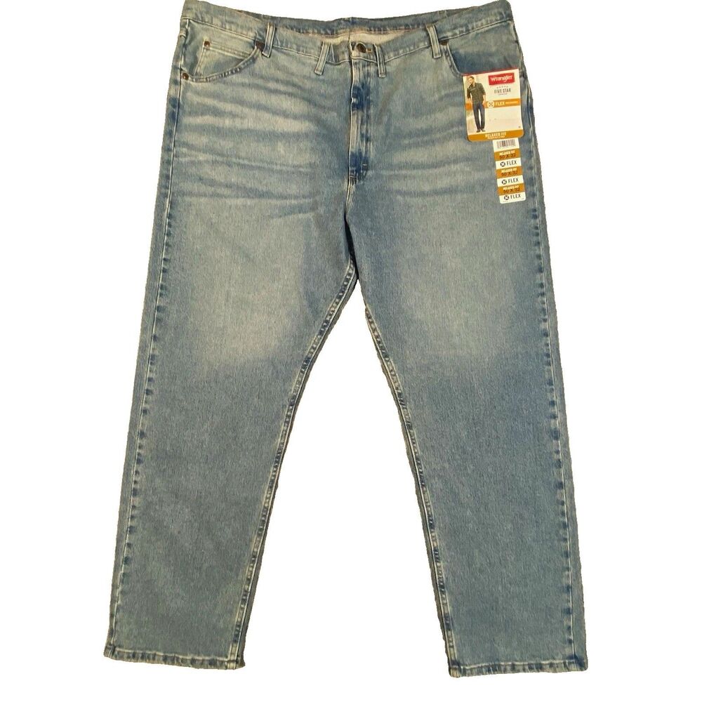 Wrangler Five Star Premium Men's Relaxed Fit Straight Light Wash Jeans 50x32